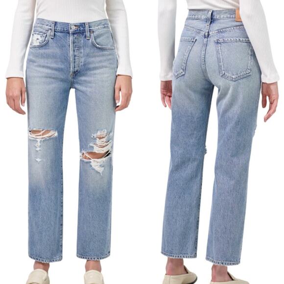 Citizens of Humanity Emery Crop Distressed Relaxed Straight In Heatwave Wash 28 - Picture 1 of 16